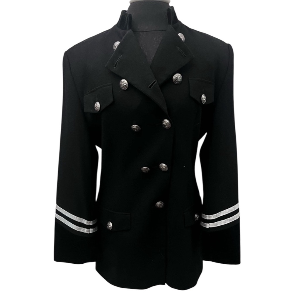 Randolph Duke size 10 Black double vested wool blazer nautical or military